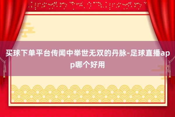 买球下单平台传闻中举世无双的丹脉-足球直播app哪个好用