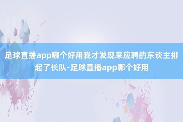 足球直播app哪个好用我才发现来应聘的东谈主排起了长队-足球直播app哪个好用