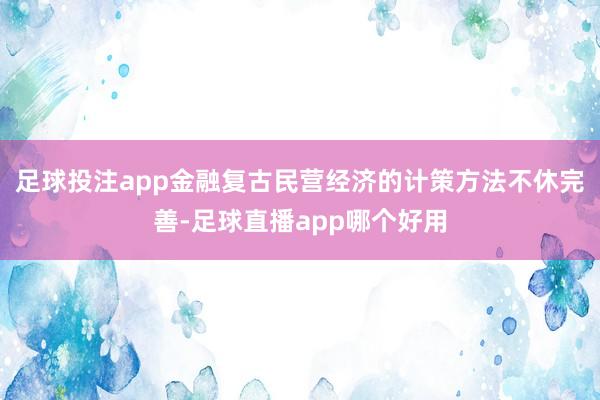 足球投注app金融复古民营经济的计策方法不休完善-足球直播app哪个好用