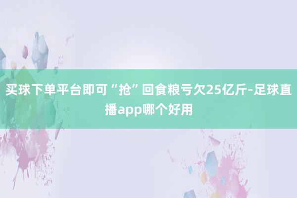 买球下单平台即可“抢”回食粮亏欠25亿斤-足球直播app哪个好用
