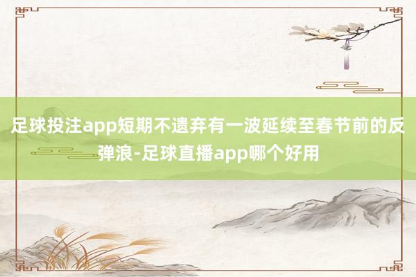 足球投注app短期不遗弃有一波延续至春节前的反弹浪-足球直播app哪个好用